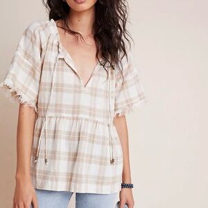 Pilcro and the Letterpress Anthropologie The Bette Babydoll Blouse Size S NEW